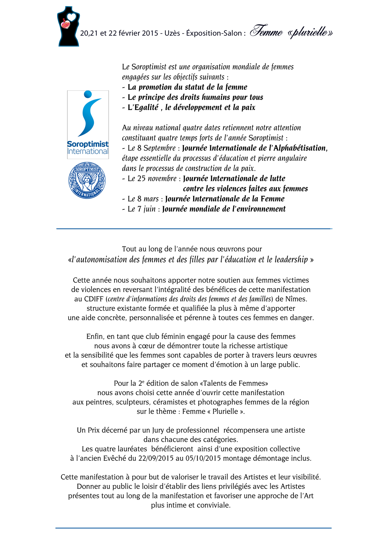 Soroptimist Uzès 2015 doc revue presse